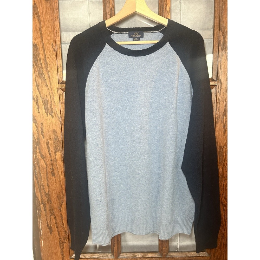 Brooks Brothers Blue Navy Washable Wool Sweater Raglan Sleeve Crew Mens‎ XL